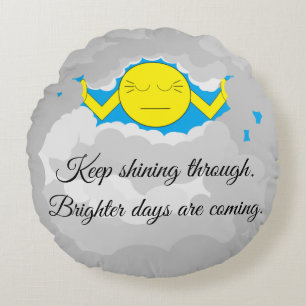 Sun Pushing Through Storm Clouds: Round Cushion