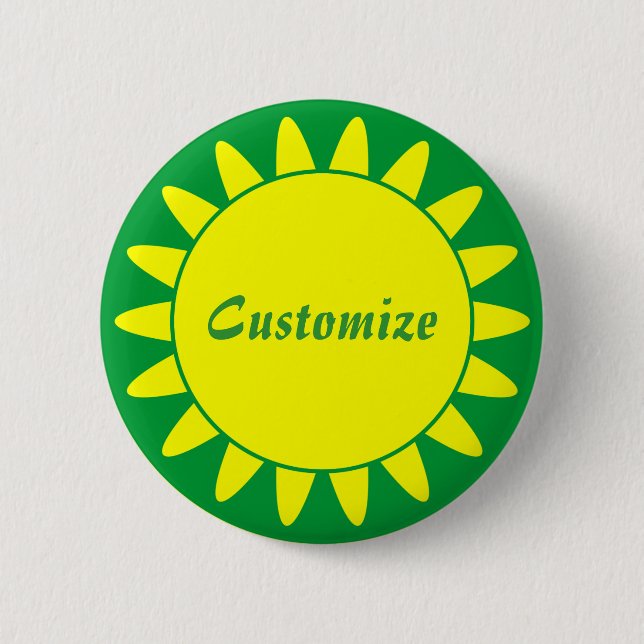 Sun Ray Template - 3 - Green 6 Cm Round Badge (Front)