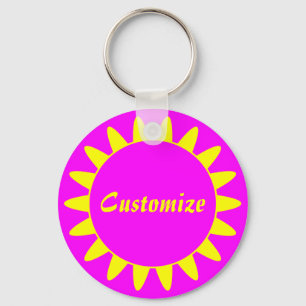 Sun Ray Template - 3 - Magenta & Yellow v1 Key Ring