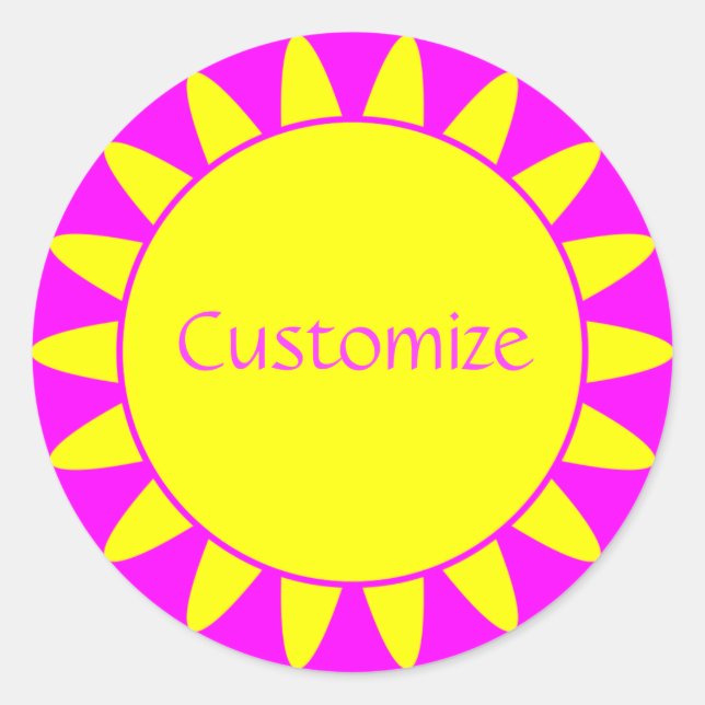 Sun Ray Template - 3 - Magenta & Yellow v2 Classic Round Sticker (Front)