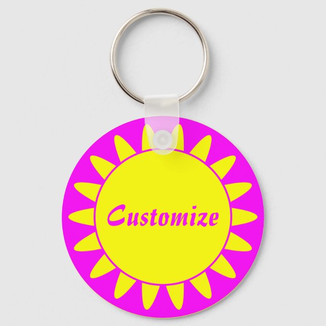 Sun Ray Template - 3 - Magenta & Yellow v2 Key Ring (Front)