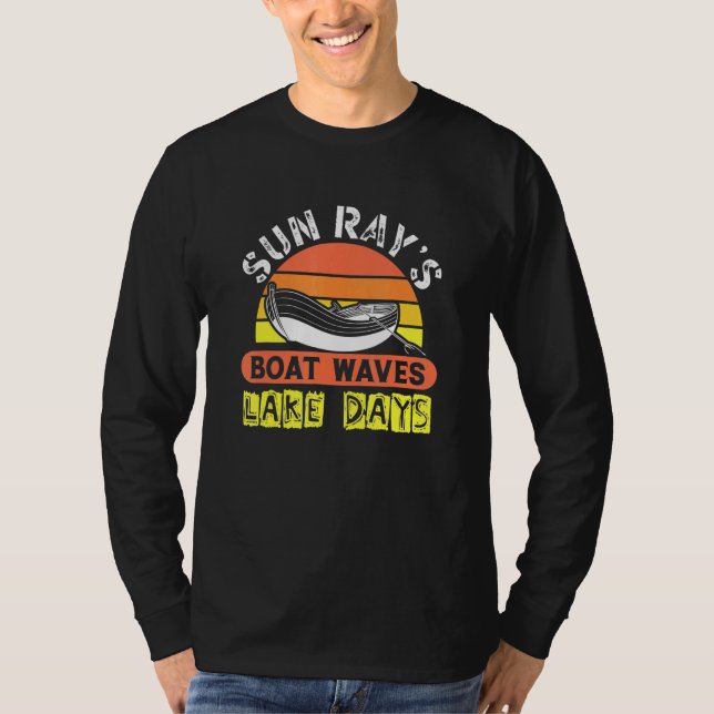 Sun Rays Boat Waves Lake Days T-Shirt (Front)