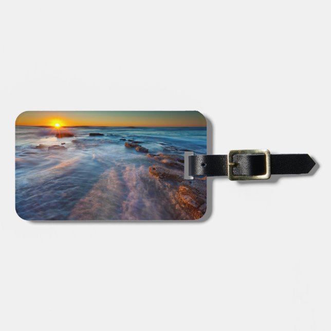 Sun rays illuminate the Pacific Ocean Luggage Tag (Front Horizontal)
