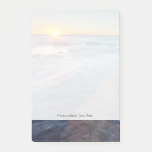 Sun rays illuminate the Pacific Ocean Post-it Notes