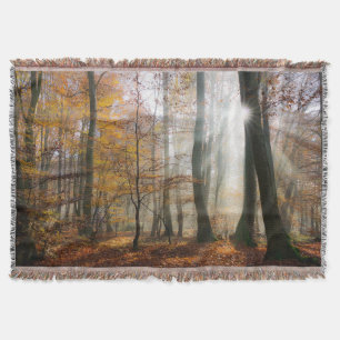 Sun Rays Mystic Misty Forest Blanket