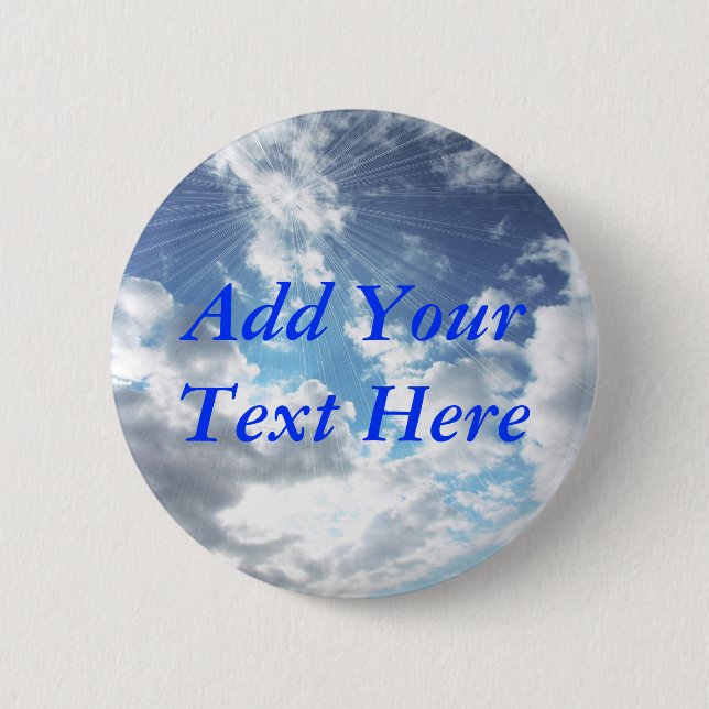 Sun Rays On Blue Sky Button Pin (Front)