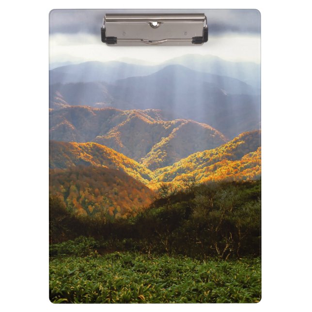 Sun Rays Over Shirakami-Sanchi Mountains Clipboard (Front)