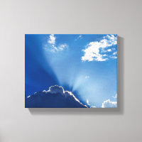 Sun Rays Wall Art Blue Sky Minimalist Clouds