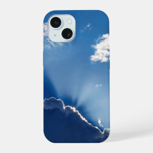 Sun Rays Wall Art Blue Sky Minimalist Clouds iPhone 15 Case