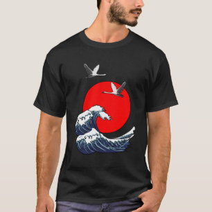 Sun Red Great Wave Kanagawa Cool Japan Sea Japanes T-Shirt