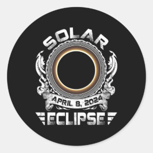 Sun Retro Solar Eclipse 2024 Totality April 8 Men Classic Round Sticker