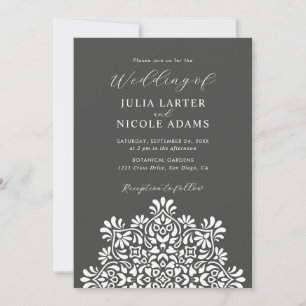 Sun Rising Boho Rustic Floral Mandala Wedding Invitation