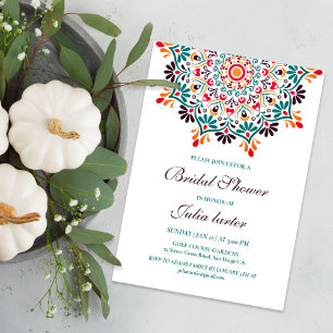 Sun Rising Boho Rustic Floral Mandala Wedding Invitation
