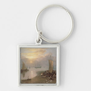 Sun Rising Through Vapour Key Ring
