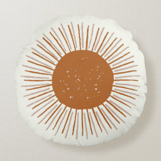 Sun rust boho round pillow dorm decor