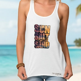 Sun Salt Sand Beach Cat Sunset Paradise  Singlet