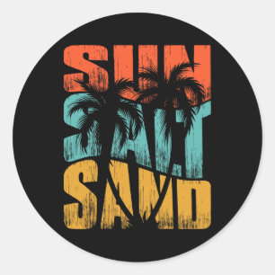 Sun Salt Sand Beach Sunset Summer Vacation Christm Classic Round Sticker