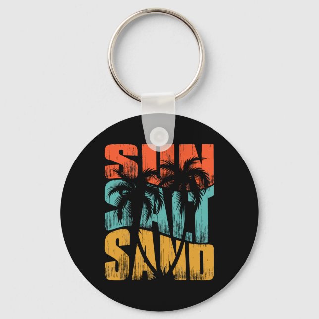Sun Salt Sand Beach Sunset Summer Vacation Christm Key Ring (Front)