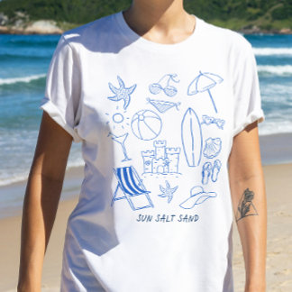 Sun Salt Sand Doodle Beach  T-Shirt