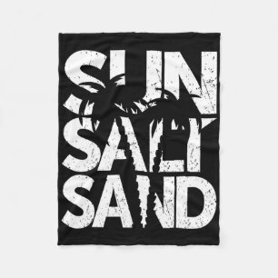 Sun Salt Sand Palm Tree Hawaii Beach Summer Vacati Fleece Blanket
