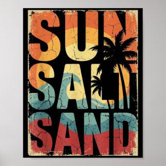 Sun Salt Sand Retro Vintage Beach Summer Vacation Poster