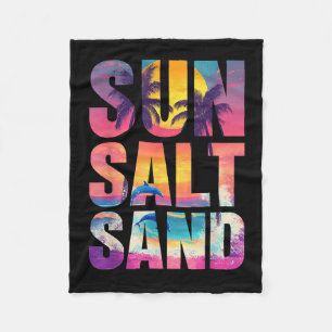 Sun Salt Sand Summer Beach Vibes Family Vacation R Fleece Blanket