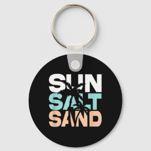 Sun Salt Sand Summer Retro Colourful Happy Holiday Key Ring