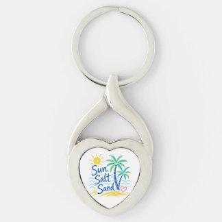 Sun Salt Sand – Tropical Beach Palm Tree Summer Key Ring