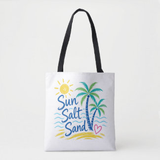 Sun Salt Sand – Tropical Beach Palm Tree Summer Tote Bag