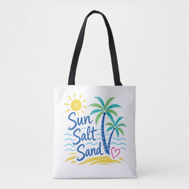 Sun Salt Sand – Tropical Beach Palm Tree Summer  Tote Bag (Front)