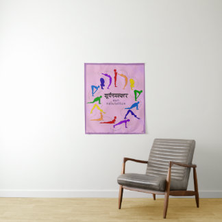Sun Salutation Yoga Tapestry Rainbow Chakra Colour