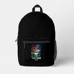 Sun Sand and a Drink In My Hand Beach Cruise Printed Backpack
