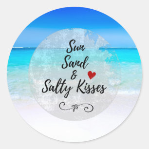 Sun Sand and Salty Kisses Tropical Beach Classic Round Sticker