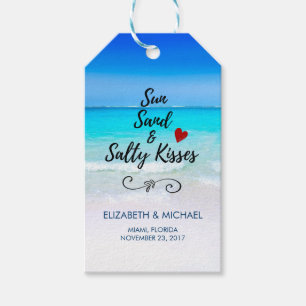 Sun Sand and Salty Kisses Tropical Wedding Thanks Gift Tags