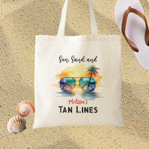 Sun, Sand, and Tan Lines" Personalised Beach Tote Bag