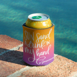 Sun Sand Drink in Hand Colourful Gradient Can Cooler