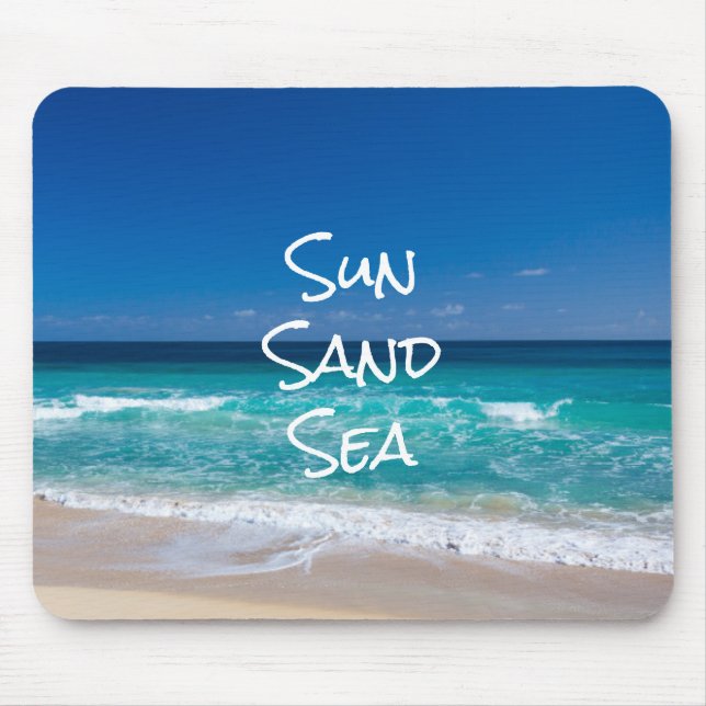 Sun Sand Sea Tropical Beach Turquoise Water Mouse Pad (Front)