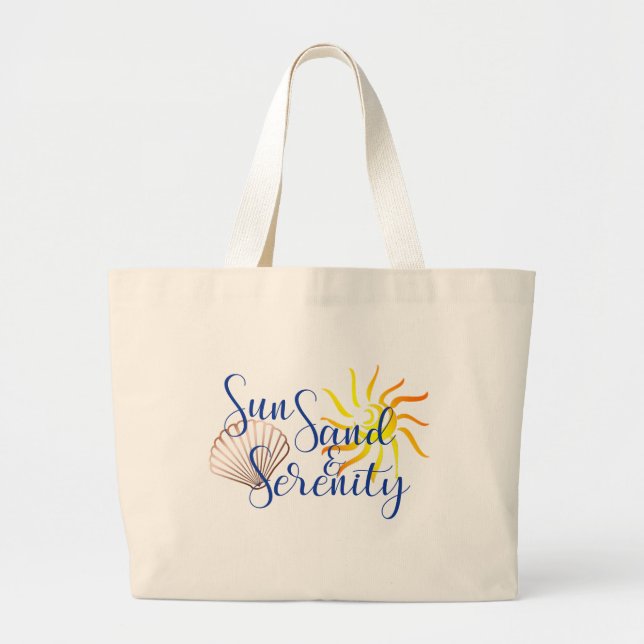 Sun Sand Serenity Large Beach Bag (Front)