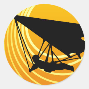 sun scene hang gliding classic round sticker
