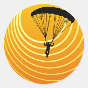 sun scene skydiver classic round sticker