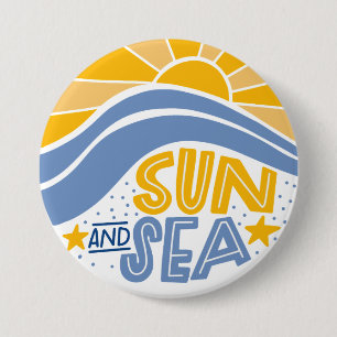 Sun, Sea and Summer Beach 7.5 Cm Round Badge