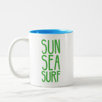 Sun, Sea, And Surf GREEN Two-Tone Coffee Mug