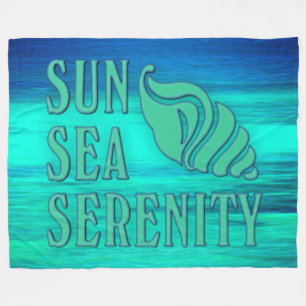 Sun Sea Serenity Tropical Seashell Beach Scene Fleece Blanket