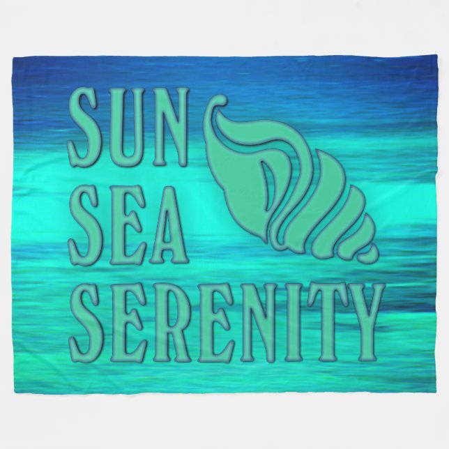 Sun Sea Serenity Tropical Seashell Beach Scene Fleece Blanket (Front (Horizontal))