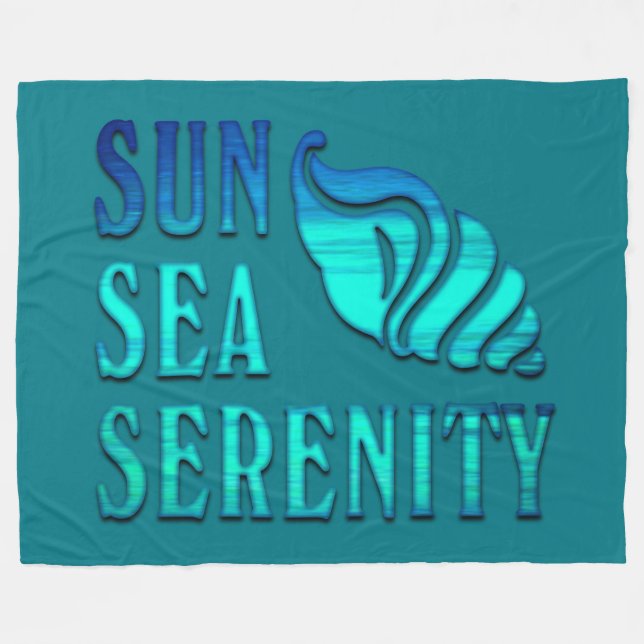 Sun Sea Serenity Tropical Seashell Beach Scene Fleece Blanket (Front (Horizontal))