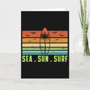 Sun Sea Surf Retro Beach Surfboard 70s Vintage Sur Card