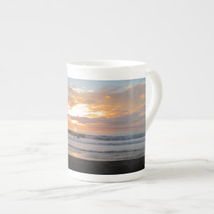 Sun Sets on Snoozing Elephant Seals Bone China Mug