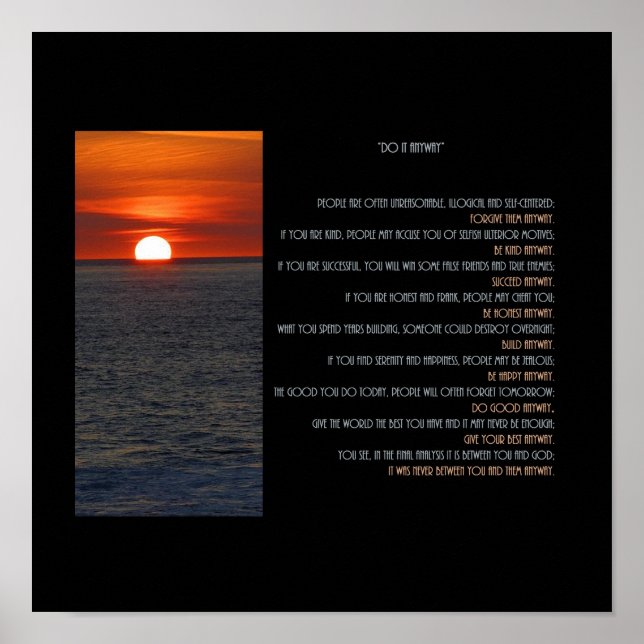 Sun Setting "Do It Anyway" Poster (Front)