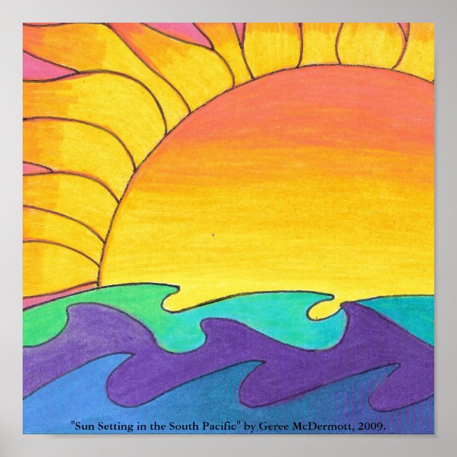 Sun Setting in the South Pacific" Poster (Front)