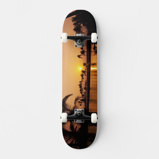 Sun setting on Anaeho'omalu Bay, Big Island, Skateboard (Front)